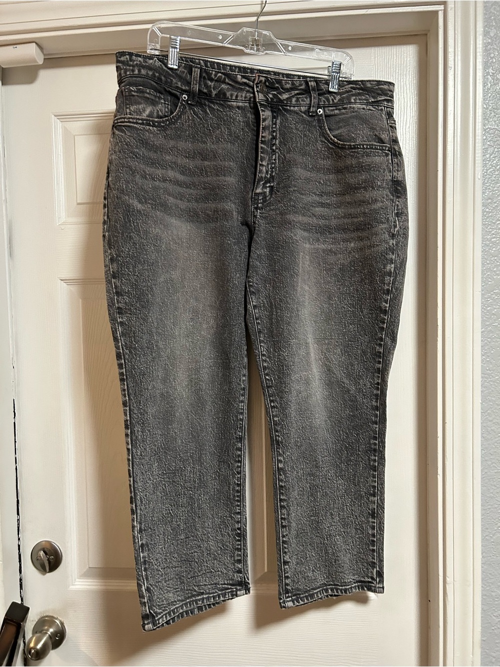 Time and Tru Gray Washed High-Rise Straight Jeans